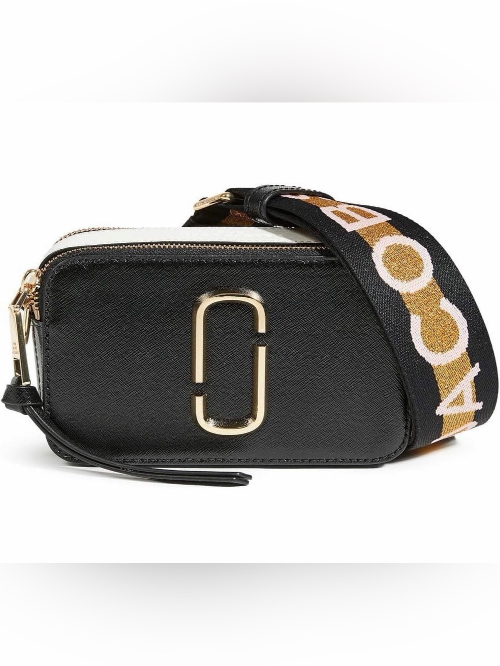Marc Jacobs Black Crossbody Camera Bag with Branded Strap